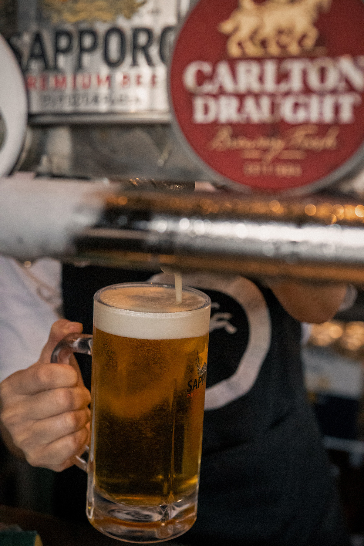 Beer served at the Goat House bar